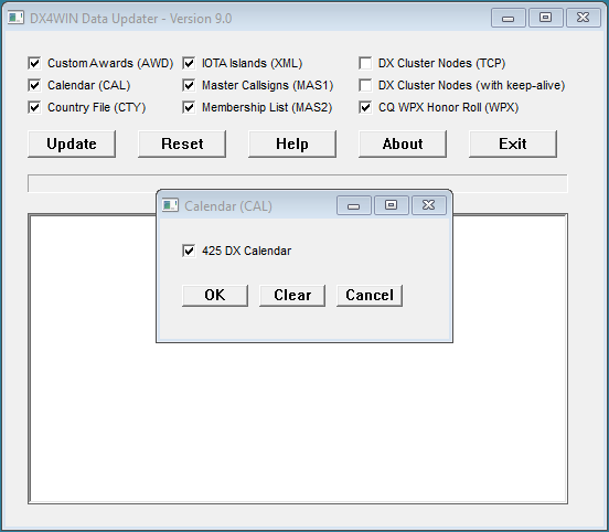 DX4WIN Calendar Selection