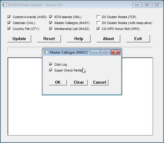 DX4WIN Master Callsign Selection